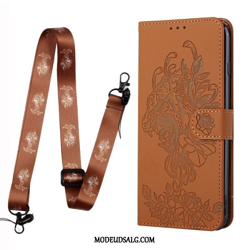 Flip Cover Xiaomi Redmi Note 10 Pro Med Snor Barok Strappy Tiger