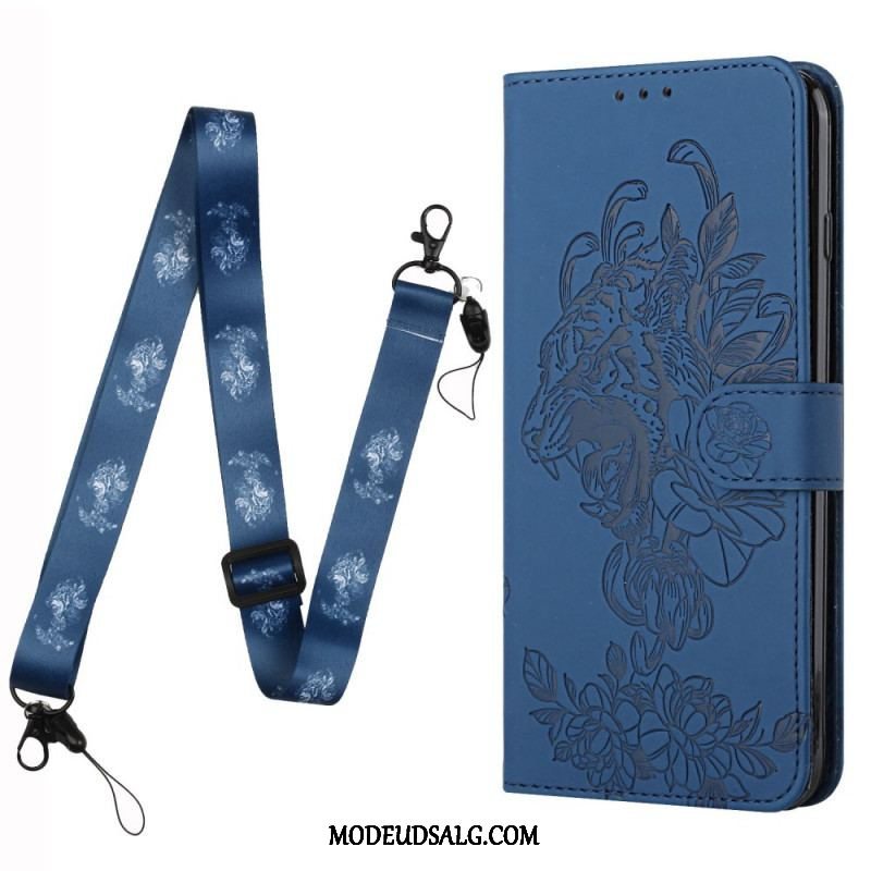 Flip Cover Xiaomi Redmi Note 10 Pro Med Snor Barok Strappy Tiger