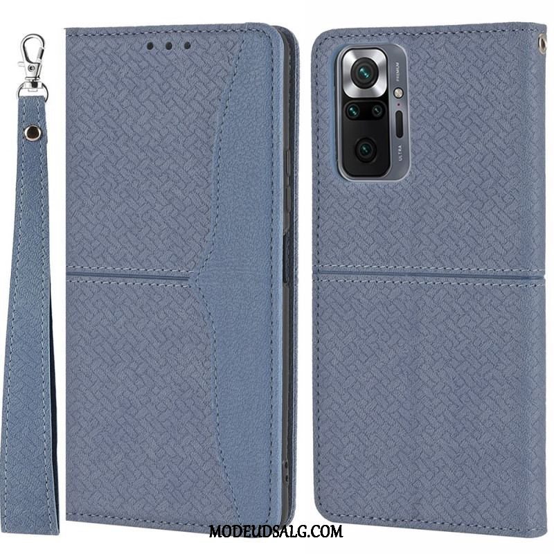 Flip Cover Xiaomi Redmi Note 10 Pro Med Snor Strappy Vævet Læder Stil