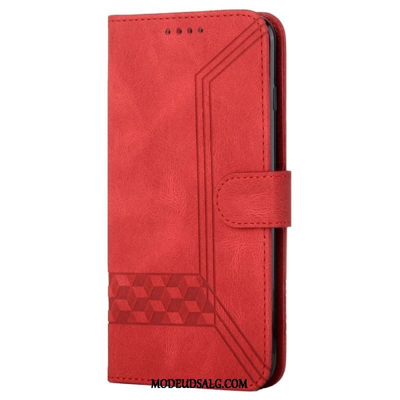 Flip Cover Xiaomi Redmi Note 10 Pro Med Snor Strip Geometrisk Frise