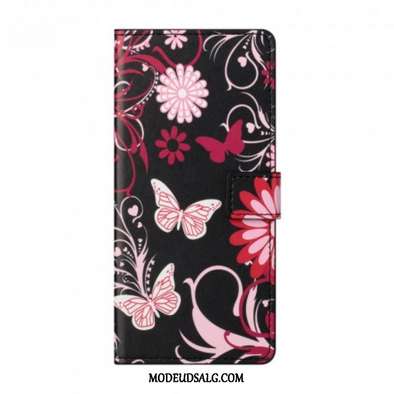 Flip Cover Xiaomi Redmi Note 10 Pro Sommerfugle Og Blomster