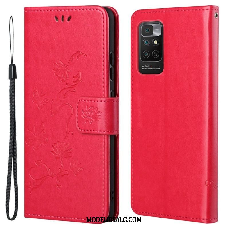 Flip Cover Xiaomi Redmi Note 11 / 11S Med Snor Rem Blomster