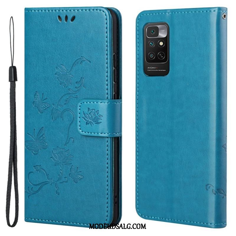 Flip Cover Xiaomi Redmi Note 11 / 11S Med Snor Rem Blomster