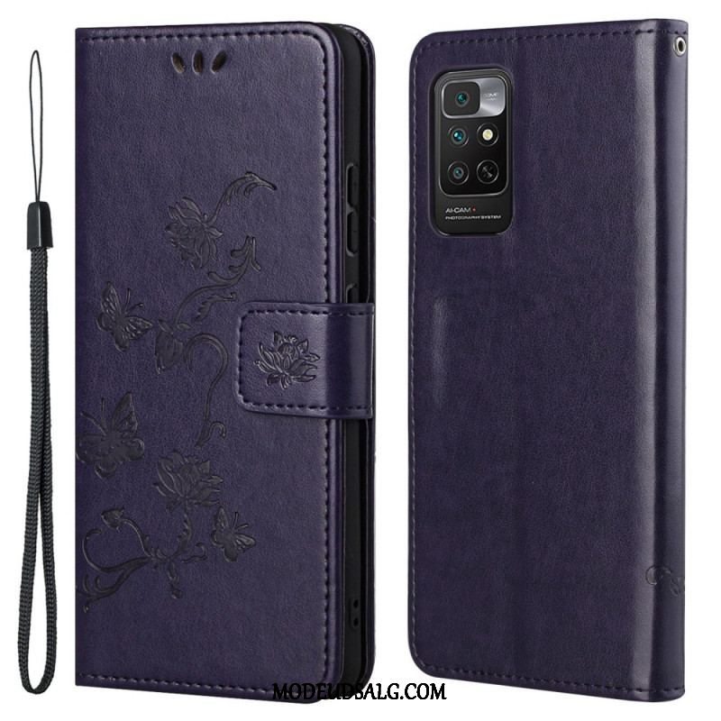 Flip Cover Xiaomi Redmi Note 11 / 11S Med Snor Rem Blomster