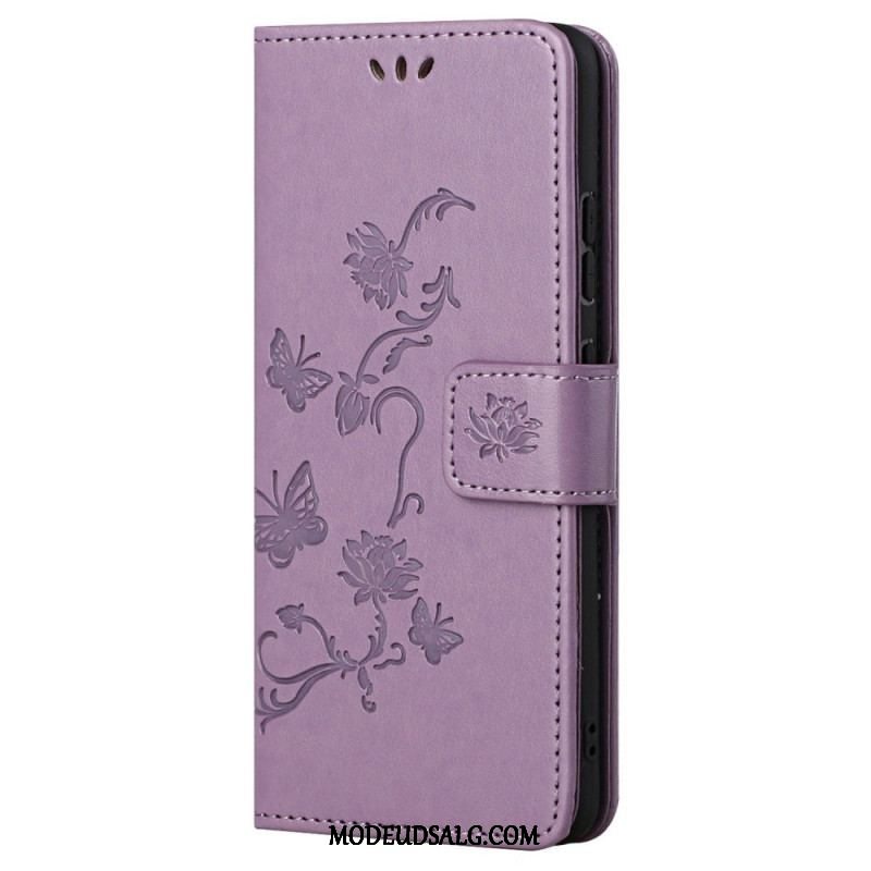 Flip Cover Xiaomi Redmi Note 11 / 11S Med Snor Rem Blomster