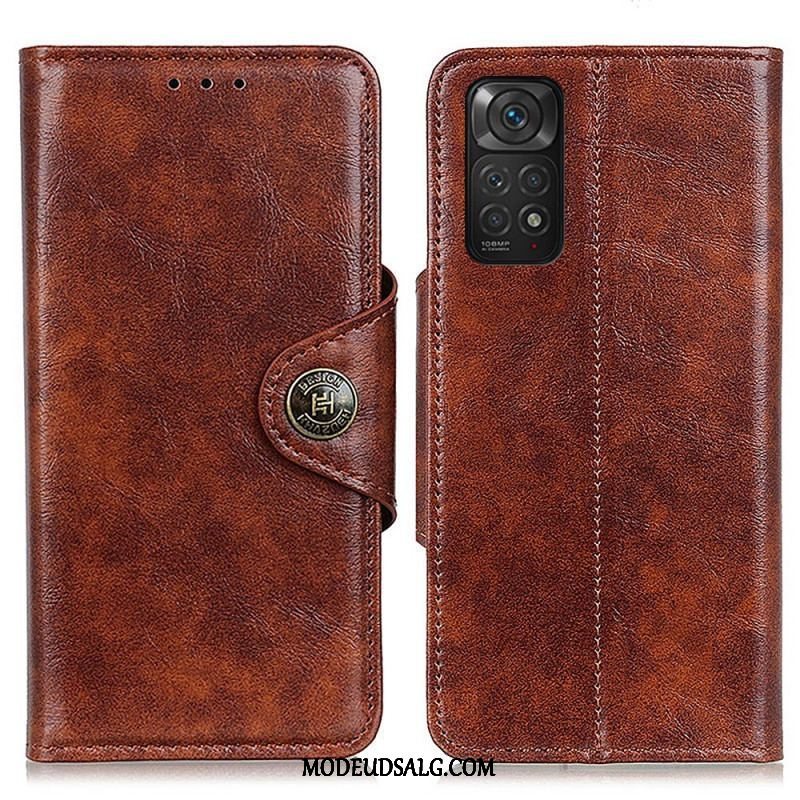 Flip Cover Xiaomi Redmi Note 11 / 11S Skinnende Imiteret Læder Knap