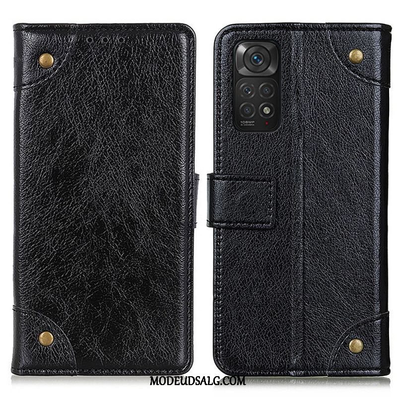 Flip Cover Xiaomi Redmi Note 11 / 11S Style Nappa Læder Vintage Nitter