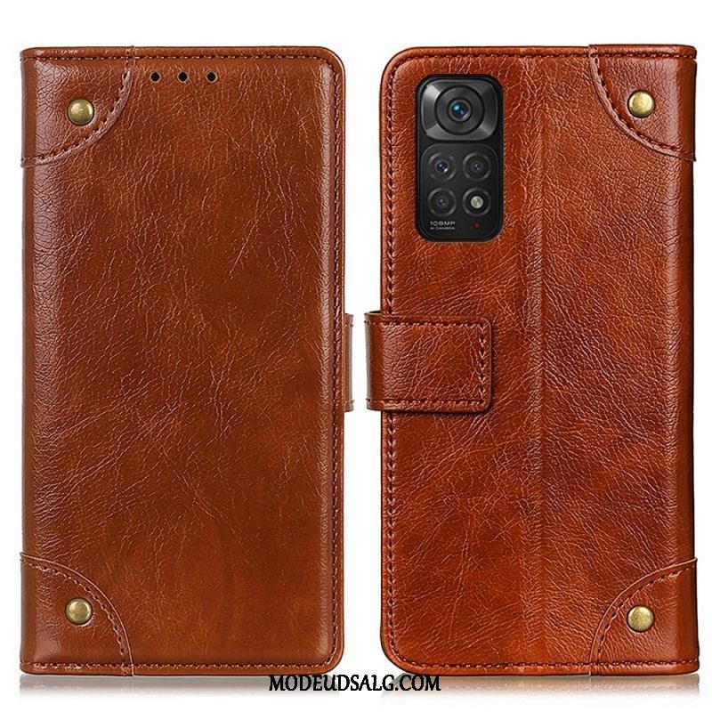 Flip Cover Xiaomi Redmi Note 11 / 11S Style Nappa Læder Vintage Nitter