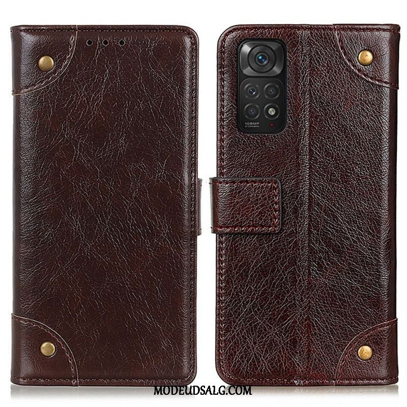 Flip Cover Xiaomi Redmi Note 11 / 11S Style Nappa Læder Vintage Nitter