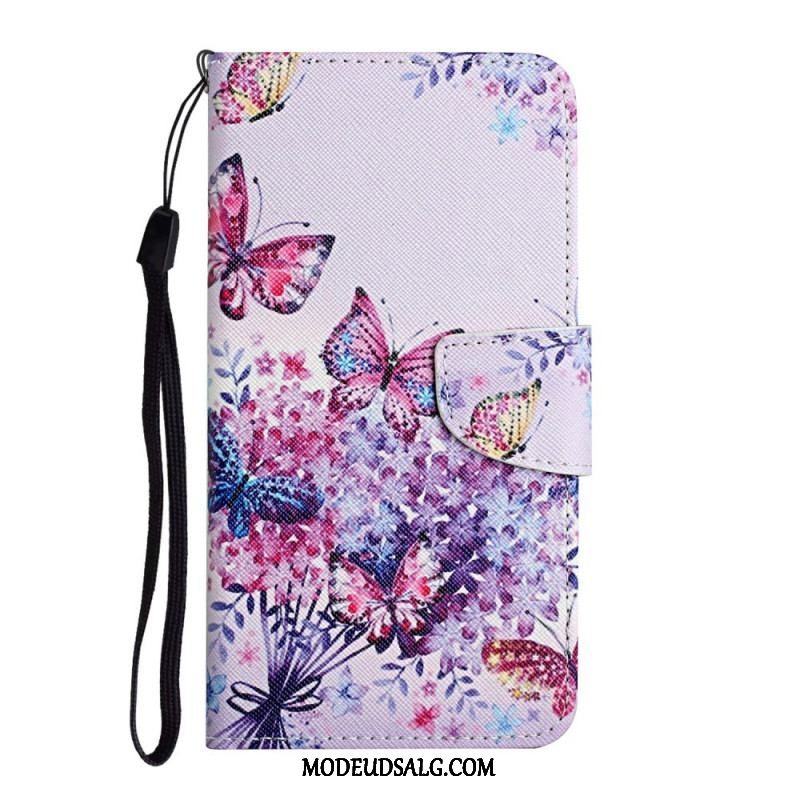 Flip Cover Xiaomi Redmi Note 11 Pro Plus 5G Buket Af Blomster Og Sommerfugle