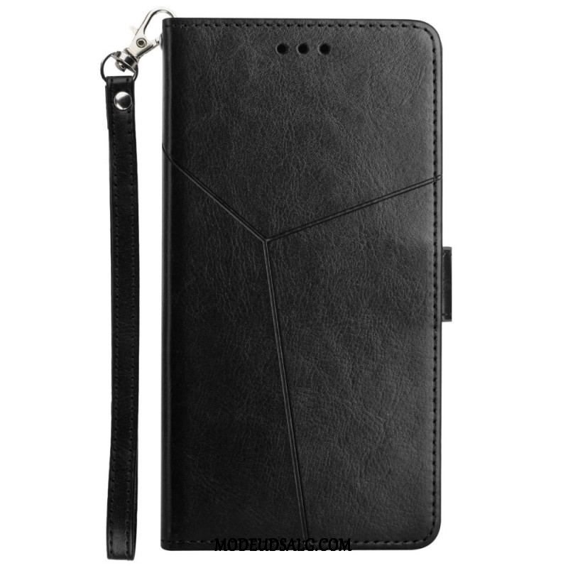 Flip Cover Xiaomi Redmi Note 11 Pro Plus 5G Med Snor Strappy Geometrisk Læderstil