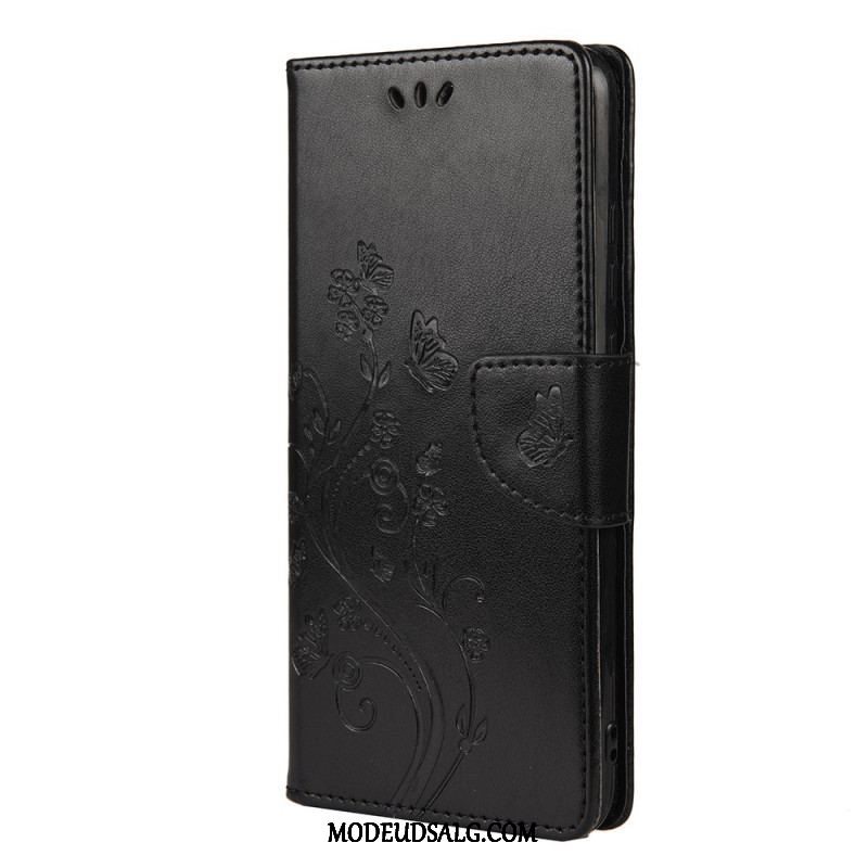 Flip Cover Xiaomi Redmi Note 11 Pro Plus 5G Sommerfugle Og Blomster