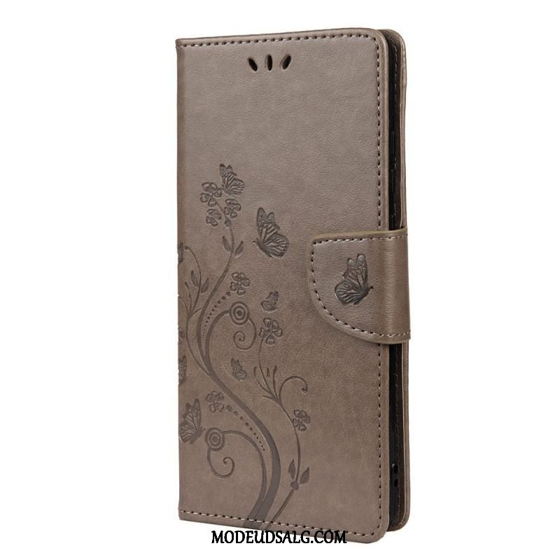 Flip Cover Xiaomi Redmi Note 11 Pro Plus 5G Sommerfugle Og Blomster