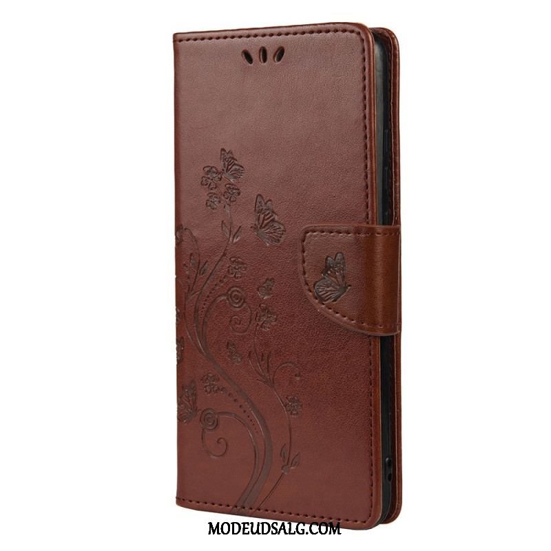 Flip Cover Xiaomi Redmi Note 11 Pro Plus 5G Sommerfugle Og Blomster