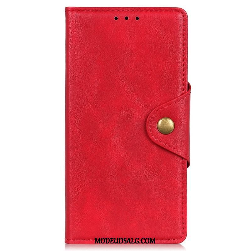 Flip Cover Xiaomi Redmi Note 12 4G Magnetisk Knap I Imiteret Læder