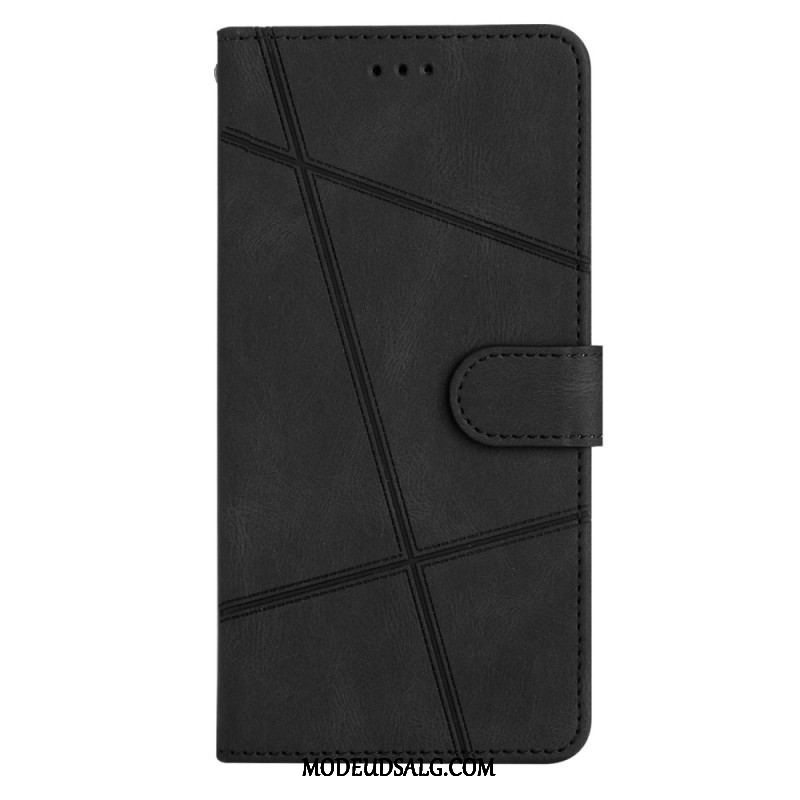 Flip Cover Xiaomi Redmi Note 12 4G Med Snor Strappy Geometrisk