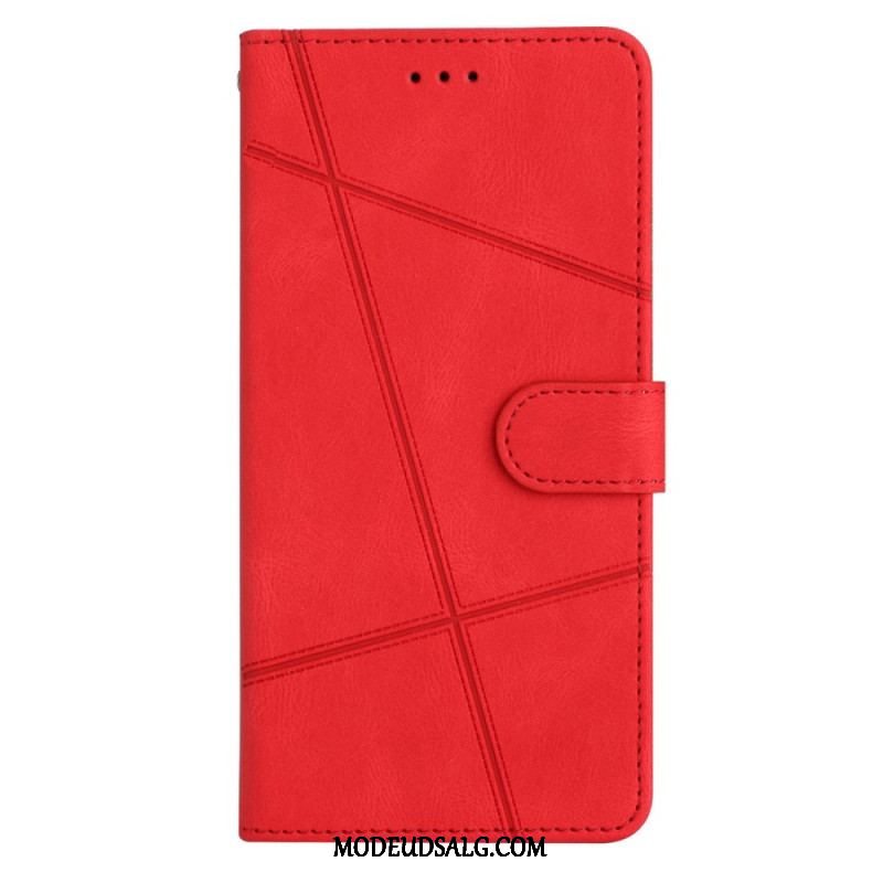 Flip Cover Xiaomi Redmi Note 12 4G Med Snor Strappy Geometrisk