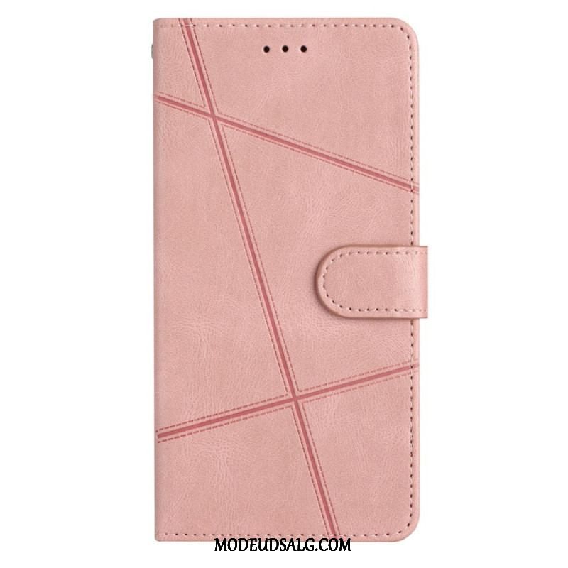 Flip Cover Xiaomi Redmi Note 12 4G Med Snor Strappy Geometrisk