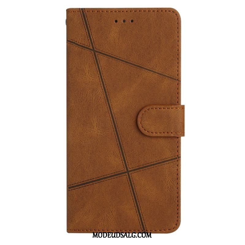 Flip Cover Xiaomi Redmi Note 12 4G Med Snor Strappy Geometrisk