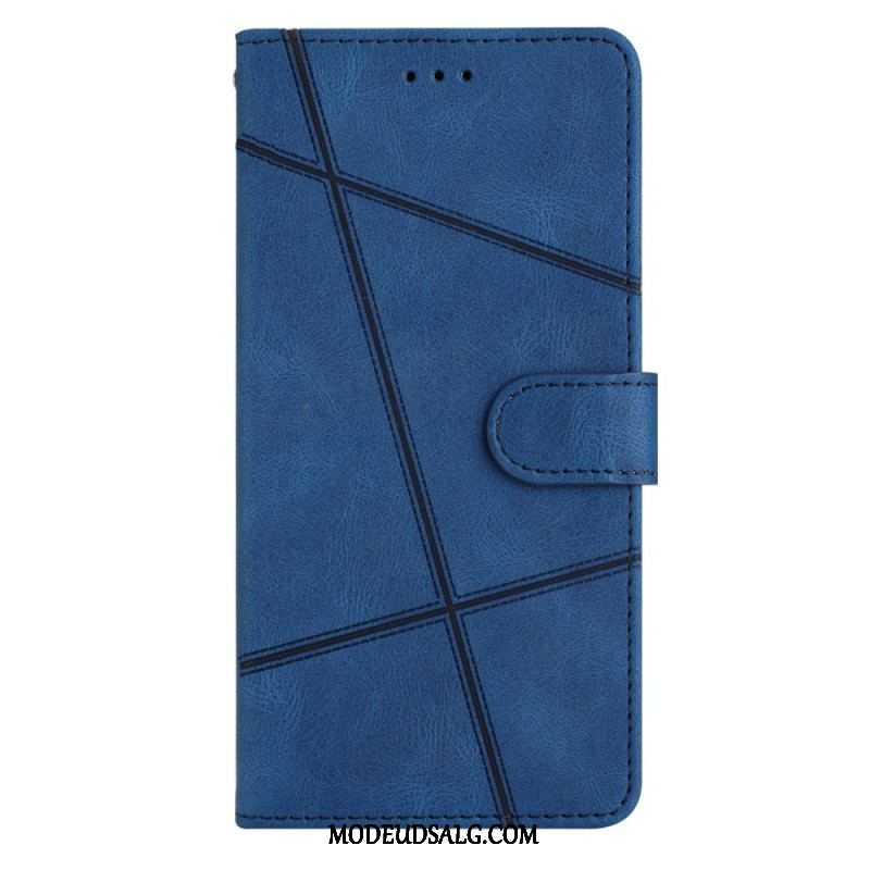 Flip Cover Xiaomi Redmi Note 12 4G Med Snor Strappy Geometrisk