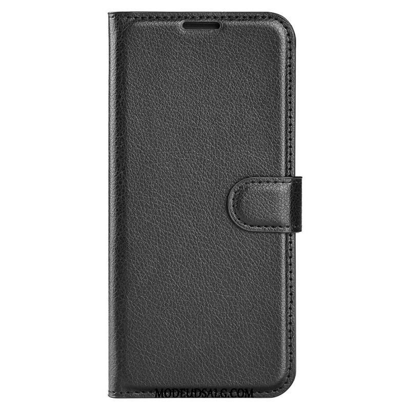 Flip Cover Xiaomi Redmi Note 12 5G Klassisk Litchi-lædereffekt