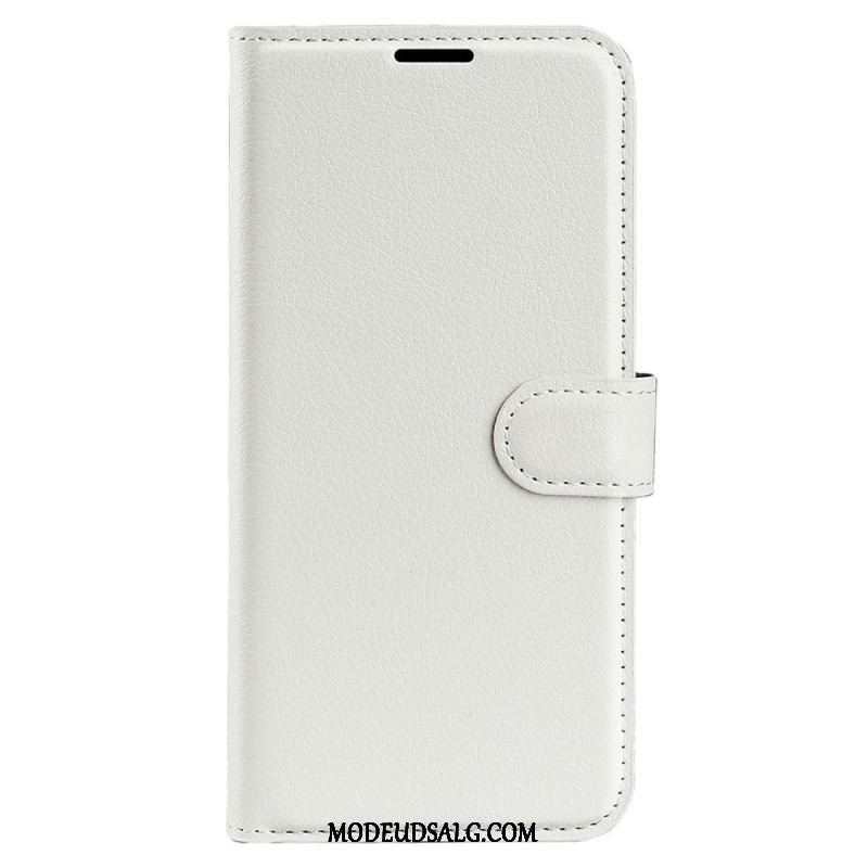 Flip Cover Xiaomi Redmi Note 12 5G Klassisk Litchi-lædereffekt