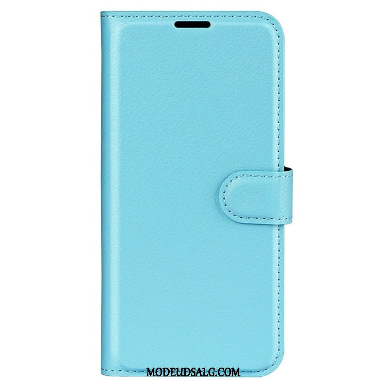 Flip Cover Xiaomi Redmi Note 12 5G Klassisk Litchi-lædereffekt