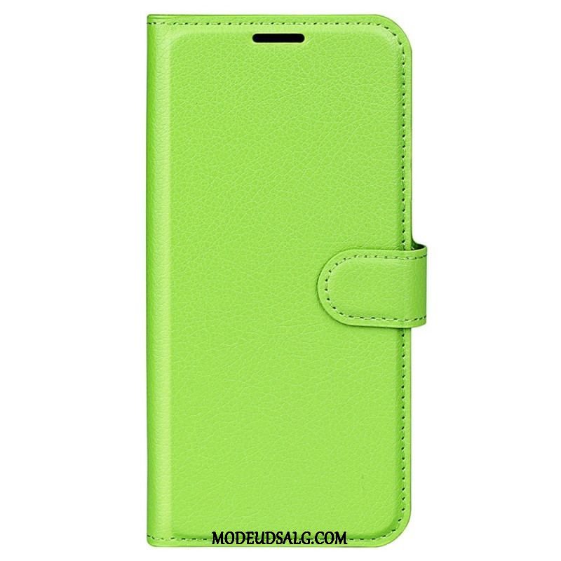 Flip Cover Xiaomi Redmi Note 12 5G Klassisk Litchi-lædereffekt