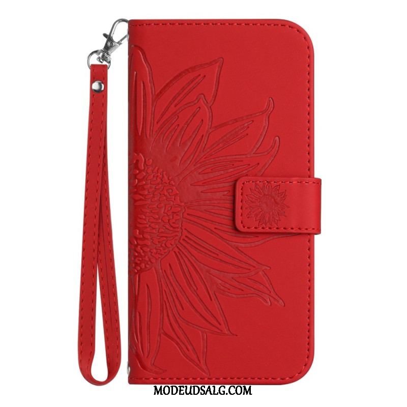 Flip Cover Xiaomi Redmi Note 12 Pro Med Snor Strappy Solsikke