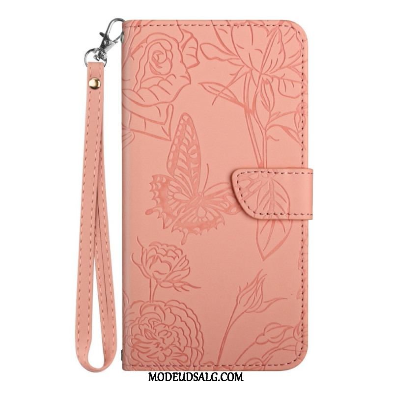 Flip Cover Xiaomi Redmi Note 12 Pro Sommerfugle Og Snor