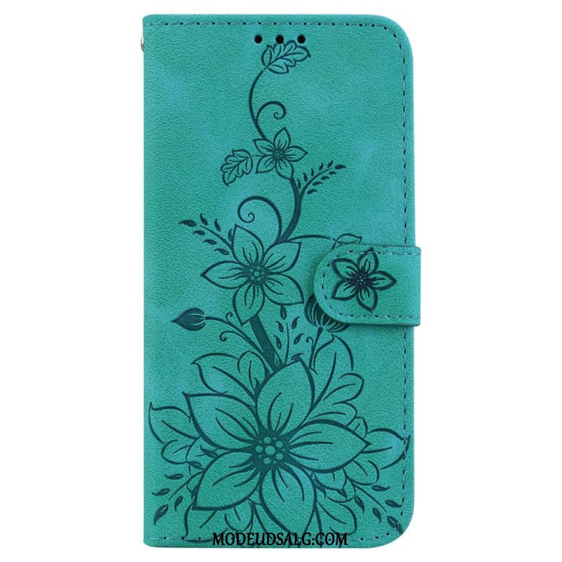 Flip Cover Xiaomi Redmi Note 13 5g Blomstermønster Med Rem