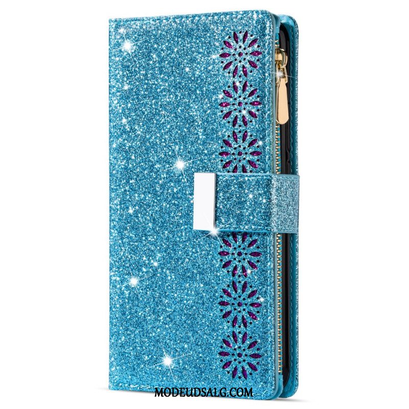 Flip Cover Xiaomi Redmi Note 13 5g Pung Med Glitter Lynlås