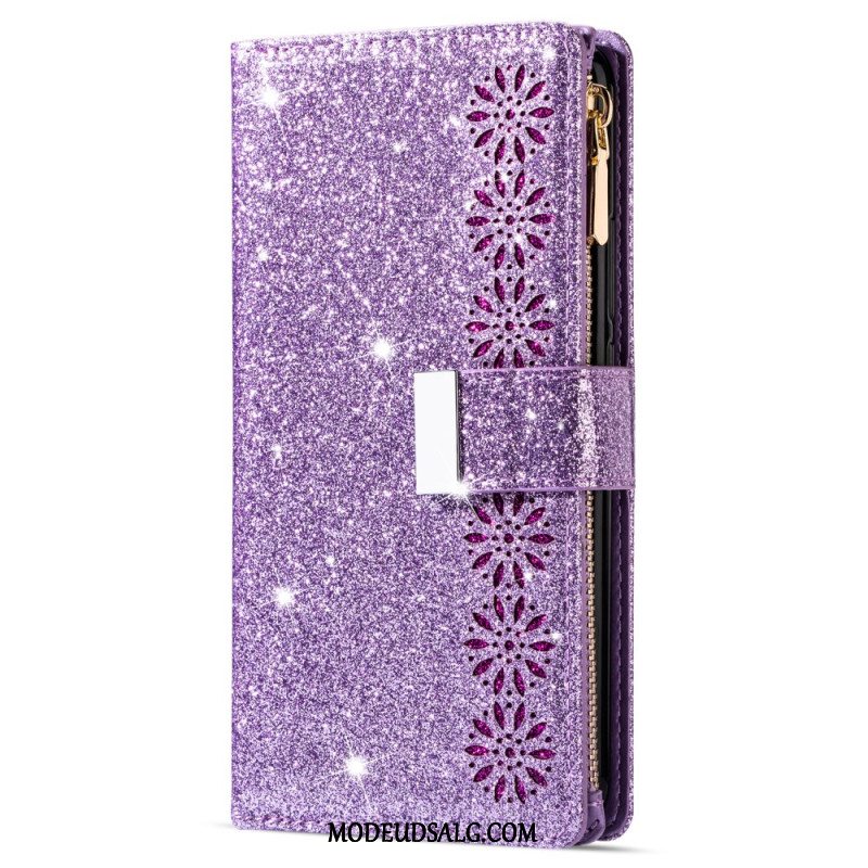 Flip Cover Xiaomi Redmi Note 13 5g Pung Med Glitter Lynlås