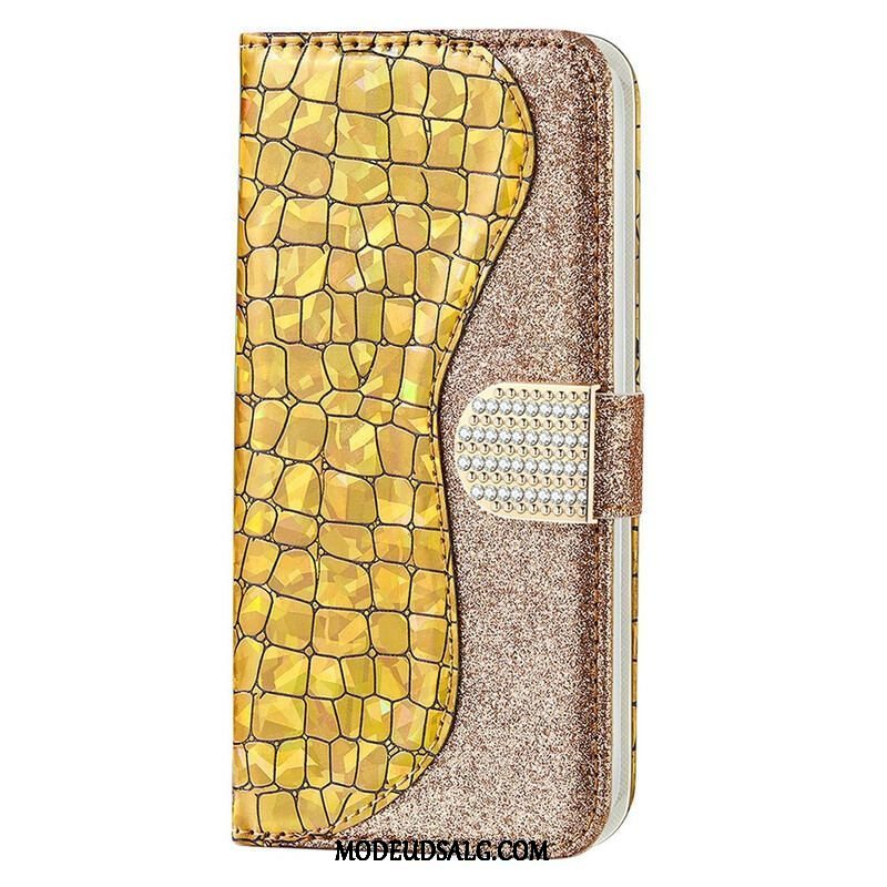 Flip Cover iPhone 13 Mini Krokodille Diamanter