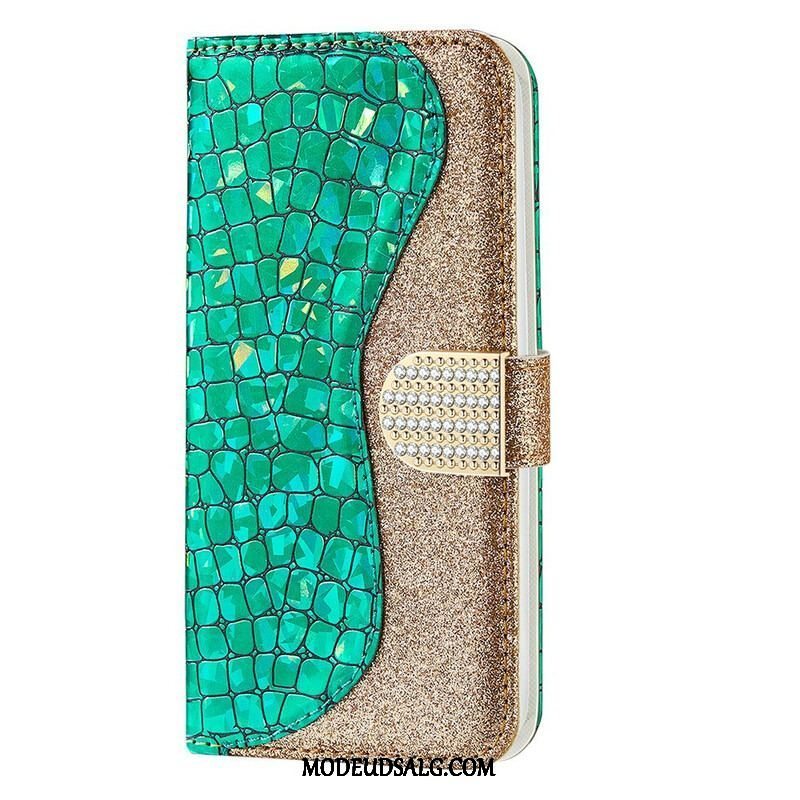 Flip Cover iPhone 13 Mini Krokodille Diamanter