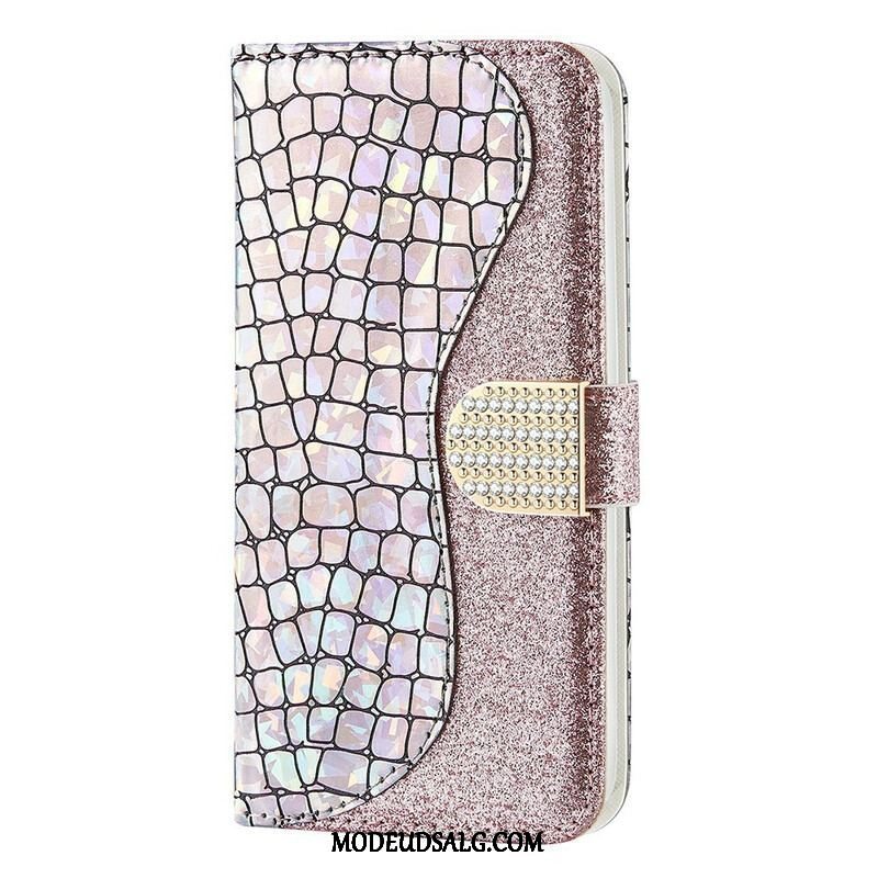 Flip Cover iPhone 13 Mini Krokodille Diamanter