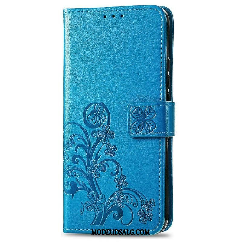 Flip Cover iPhone 13 Mini Med Snor Sommerfugle Og Blomsterrem