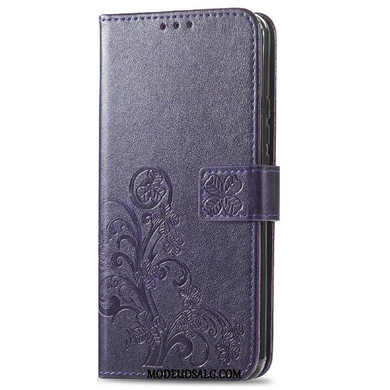 Flip Cover iPhone 13 Mini Med Snor Sommerfugle Og Blomsterrem