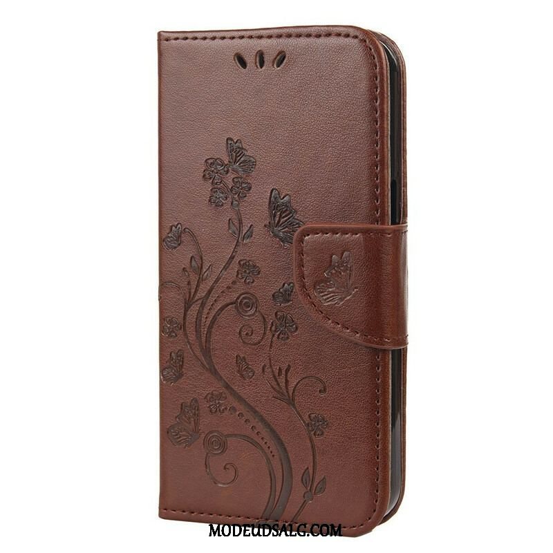 Flip Cover iPhone 13 Mini Med Snor Strappy Floral