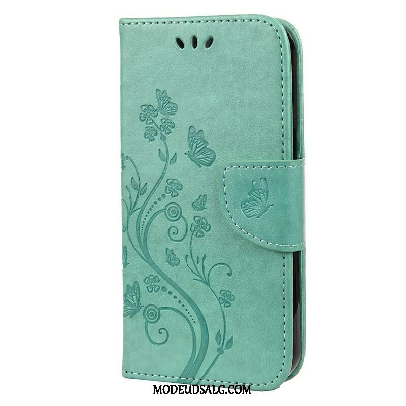 Flip Cover iPhone 13 Mini Med Snor Strappy Floral