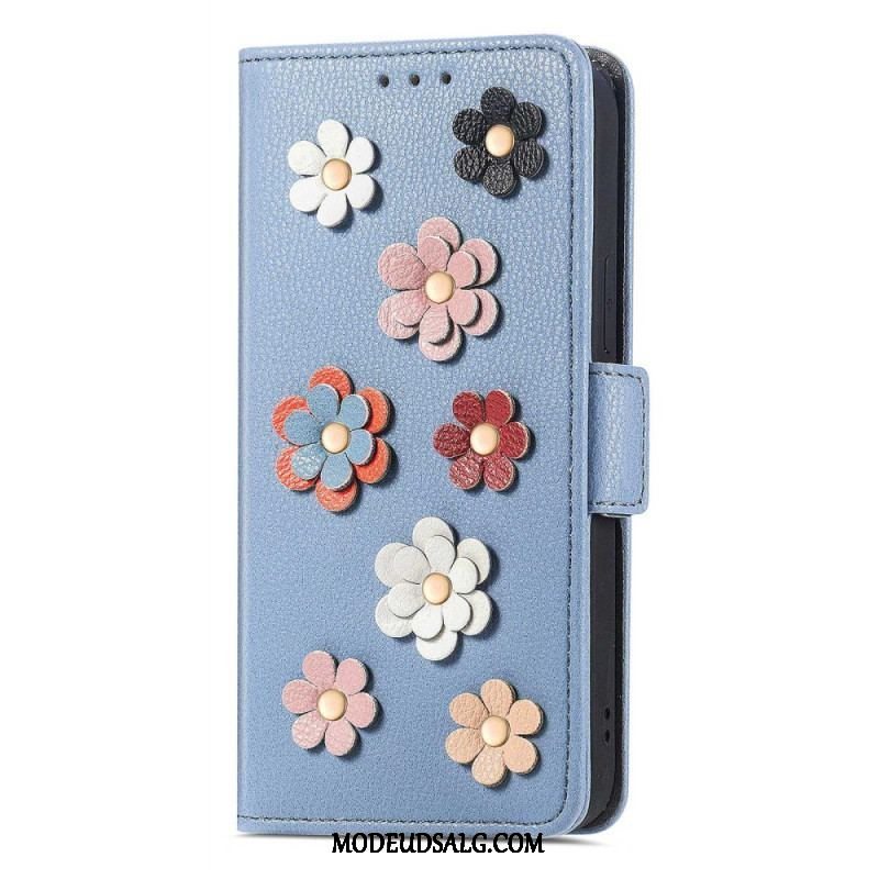 Flip Cover iPhone 14 Dekorative Blomster