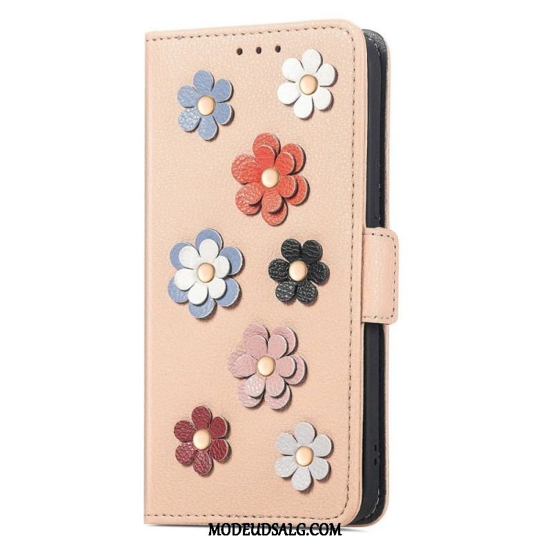 Flip Cover iPhone 14 Dekorative Blomster