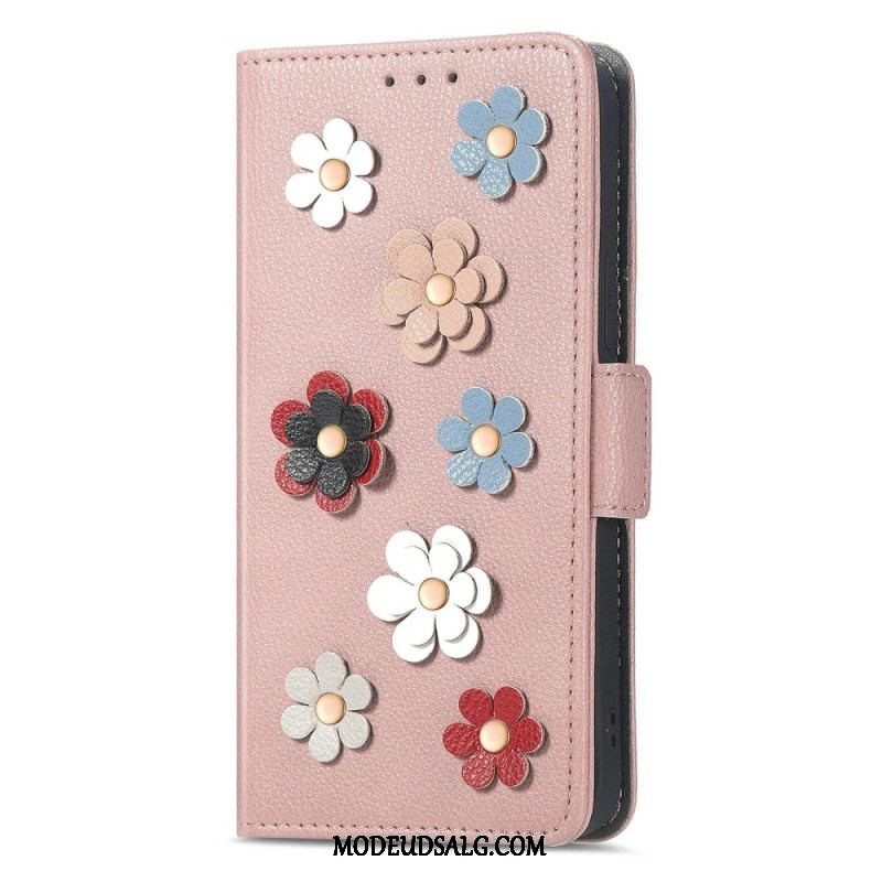 Flip Cover iPhone 14 Dekorative Blomster