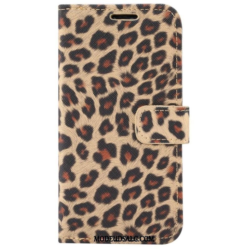 Flip Cover iPhone 14 Plus Leopard Hudstil