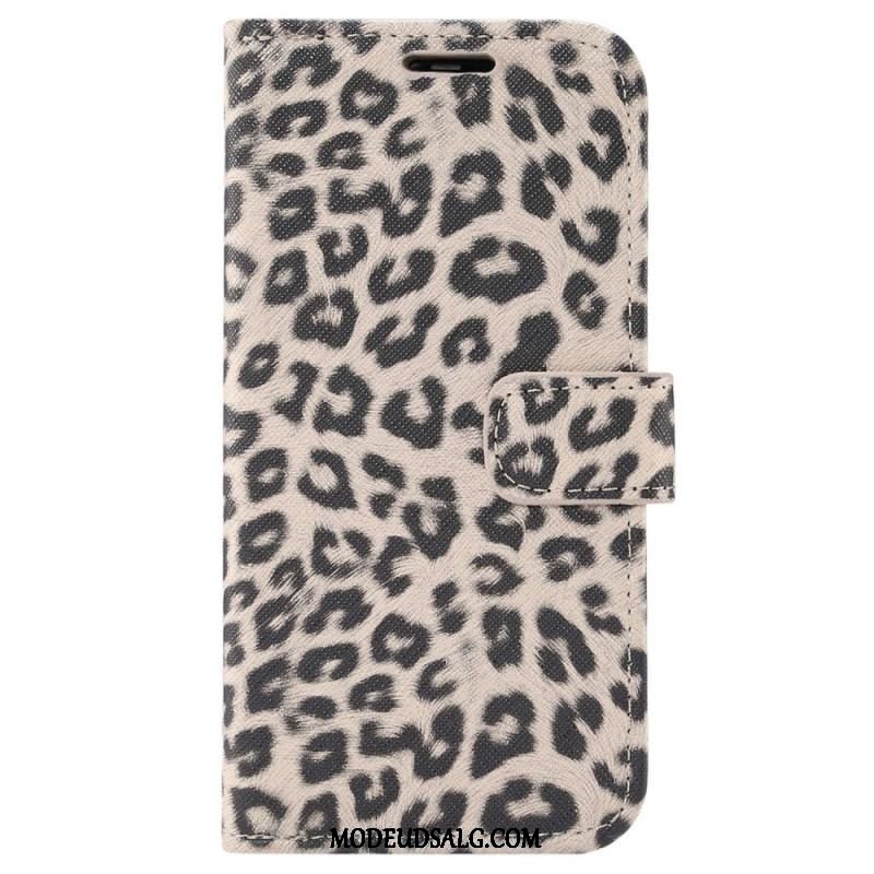 Flip Cover iPhone 14 Plus Leopard Hudstil