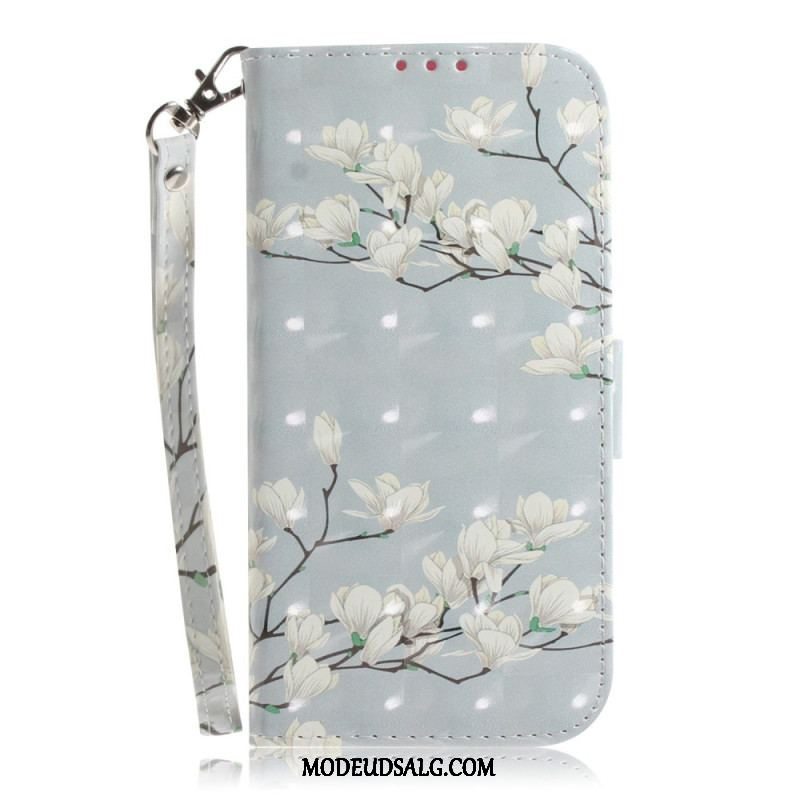 Flip Cover iPhone 14 Plus Med Snor Strop Blomstergrene