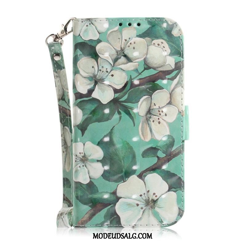 Flip Cover iPhone 14 Plus Med Snor Strop Blomstergrene