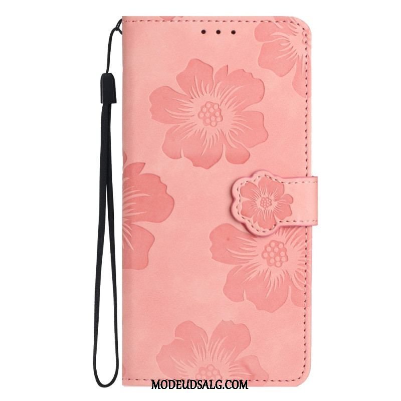 Flip Cover iPhone 15 Blomstertryk