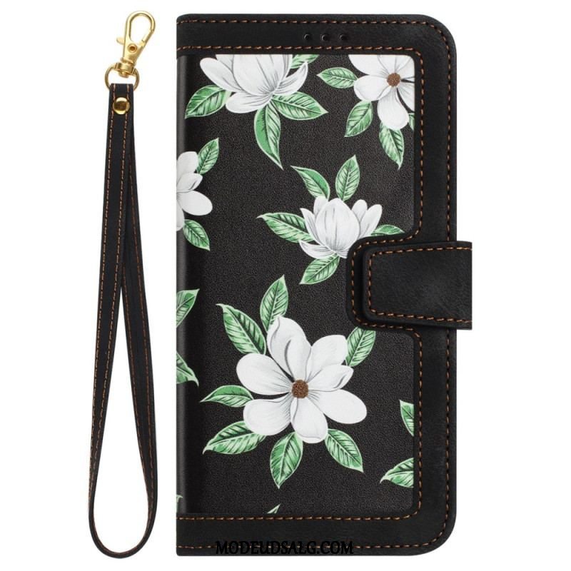 Flip Cover iPhone 15 Luksusblomster