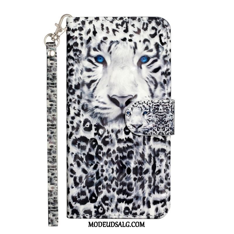 Flip Cover iPhone 15 Plus Med Snor 3d Leopard Med Rem